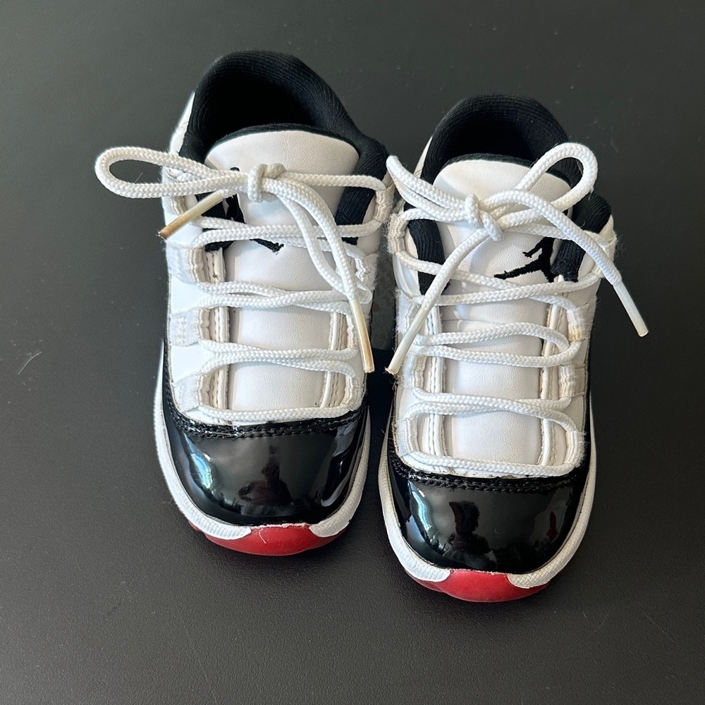 Jordan Kids Black, White, and Red Sneakers